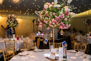 Reception centrepiece warbrook house