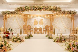 6 pillar Radhika floating mandap at Oshwal centre