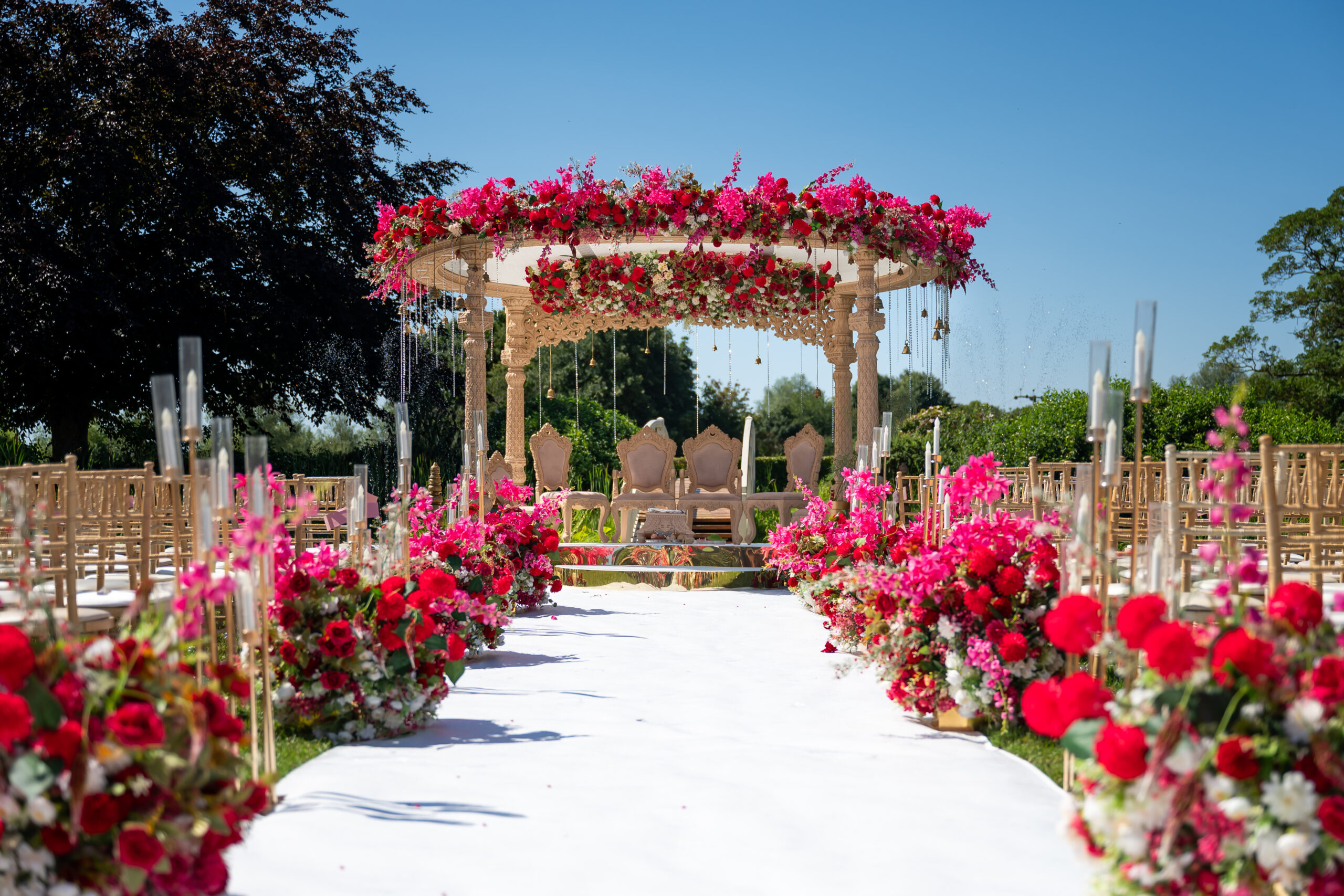 4 Pillar Radhika mandap outdoors at Fennes estate