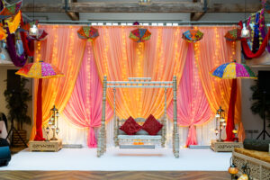 Elegant Sangeet Swing Stage Setup
